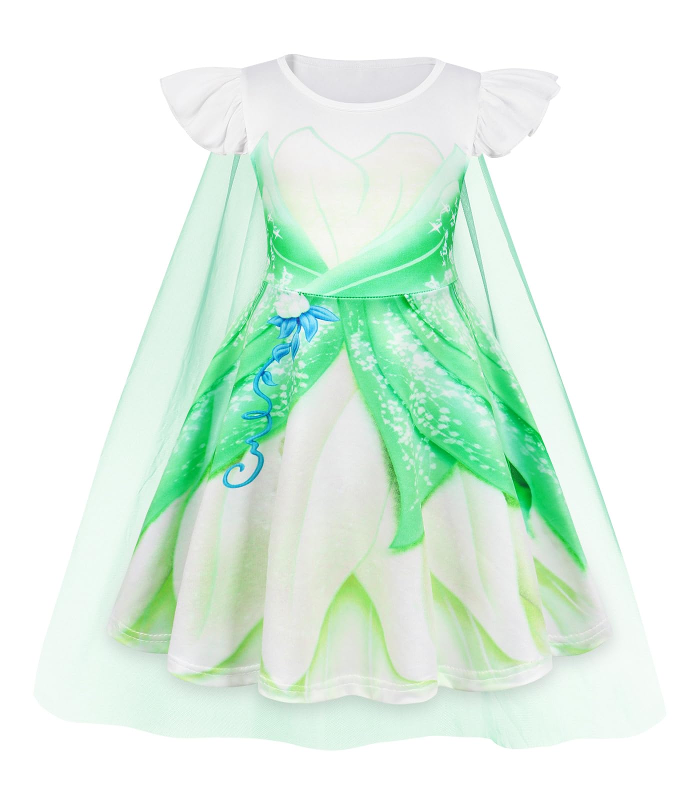 AmzBarley Princess Costume Kids Halloween Dress Up for Girls Toddler Outfit Birthday Party Clothes with Cape 1-10 Years — view 10