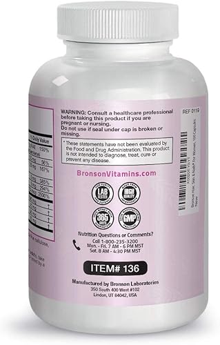 Miniatura 7 de Bronson Suplemento vitamínico extra fuerte para cabello, piel y uñas con biotina para mujeres, 100 cápsulas