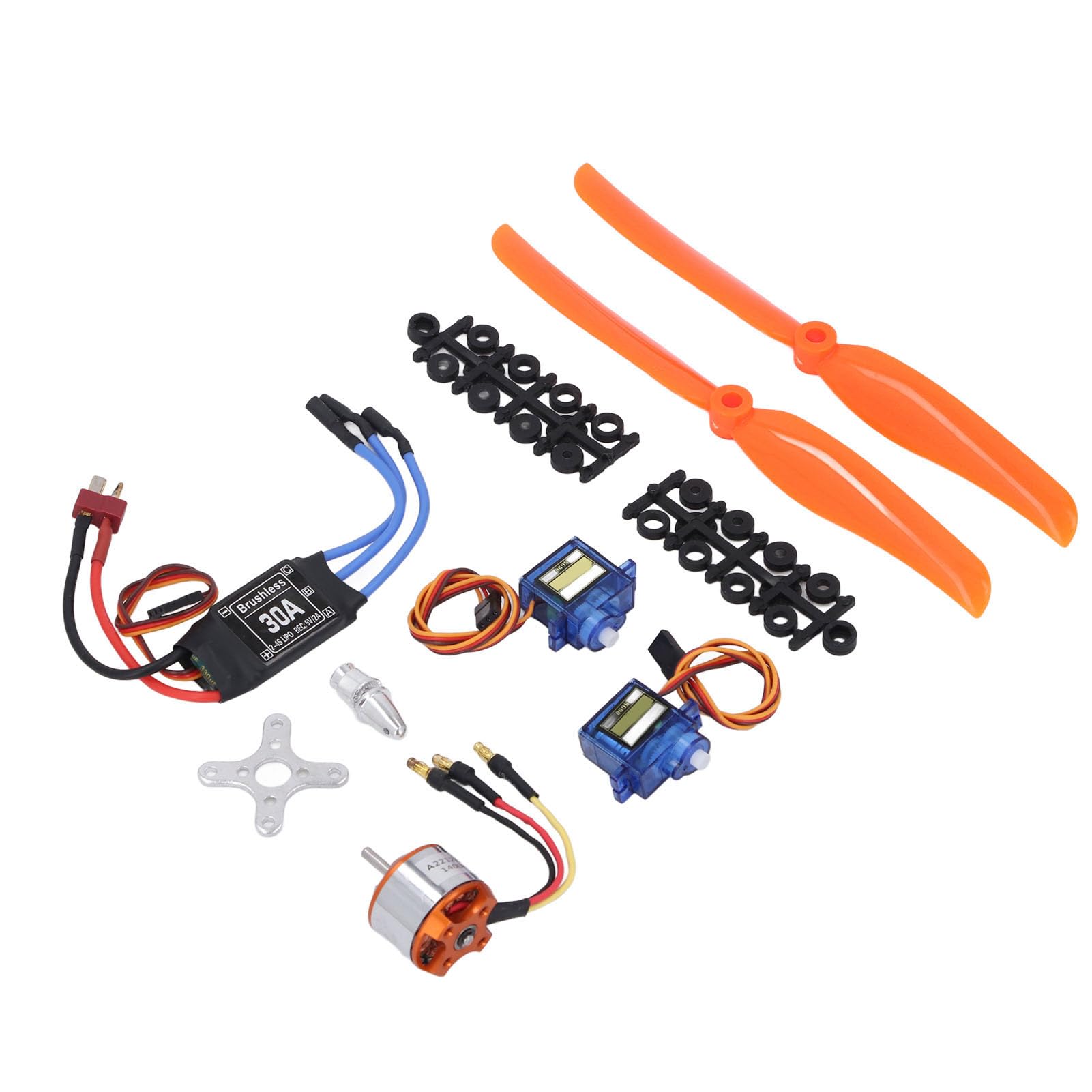 Fafeicy Kit de Accesorios para Aviones RC, Motor sin Escobillas de 1400 KV con Servos 30 A ESC y SG90, Unidad de Potencia Completa para Aviones RC, Helicópteros, Modelos de Ala Fija