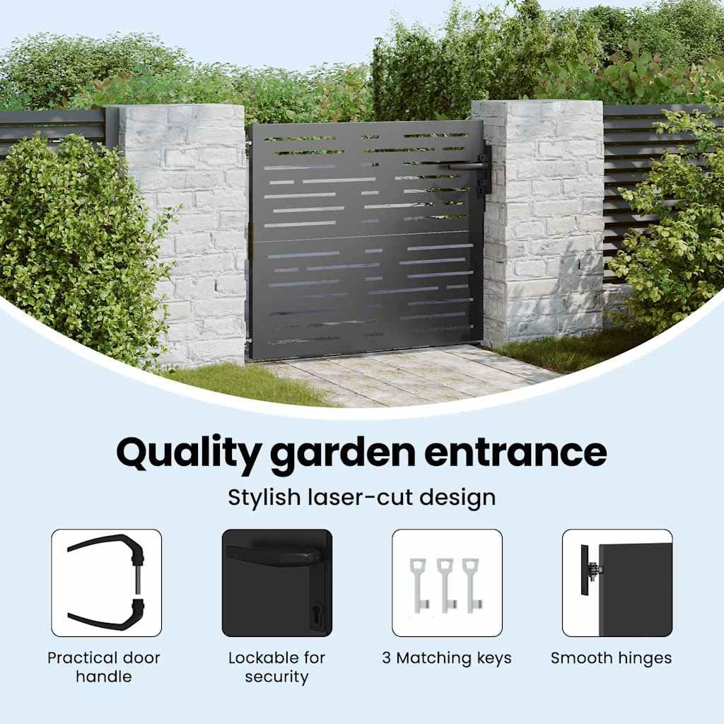 vidaXL Puerta de jardín Negro 85 x 100 cm, diseño Rectangular Moderno, Duradera y Segura