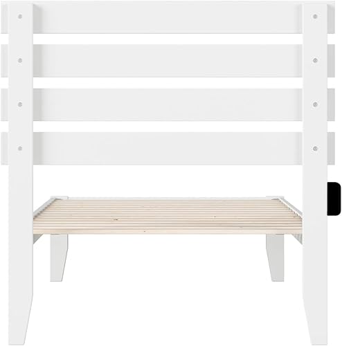 Miniatura 5 de AFI, Cama de plataforma Oxford, tamaño individual XL con cargador USB conectable, color blanco