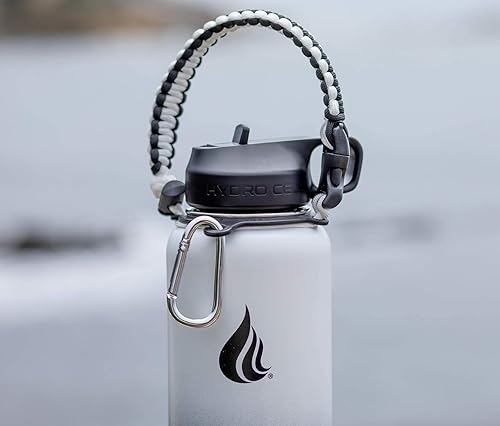 Miniatura 5 de HYDRO CELL Mango de paracaídas de boca ancha, correa con anillo de seguridad y mosquetón. Compatible con botellas de agua de acero inoxidable de 14,