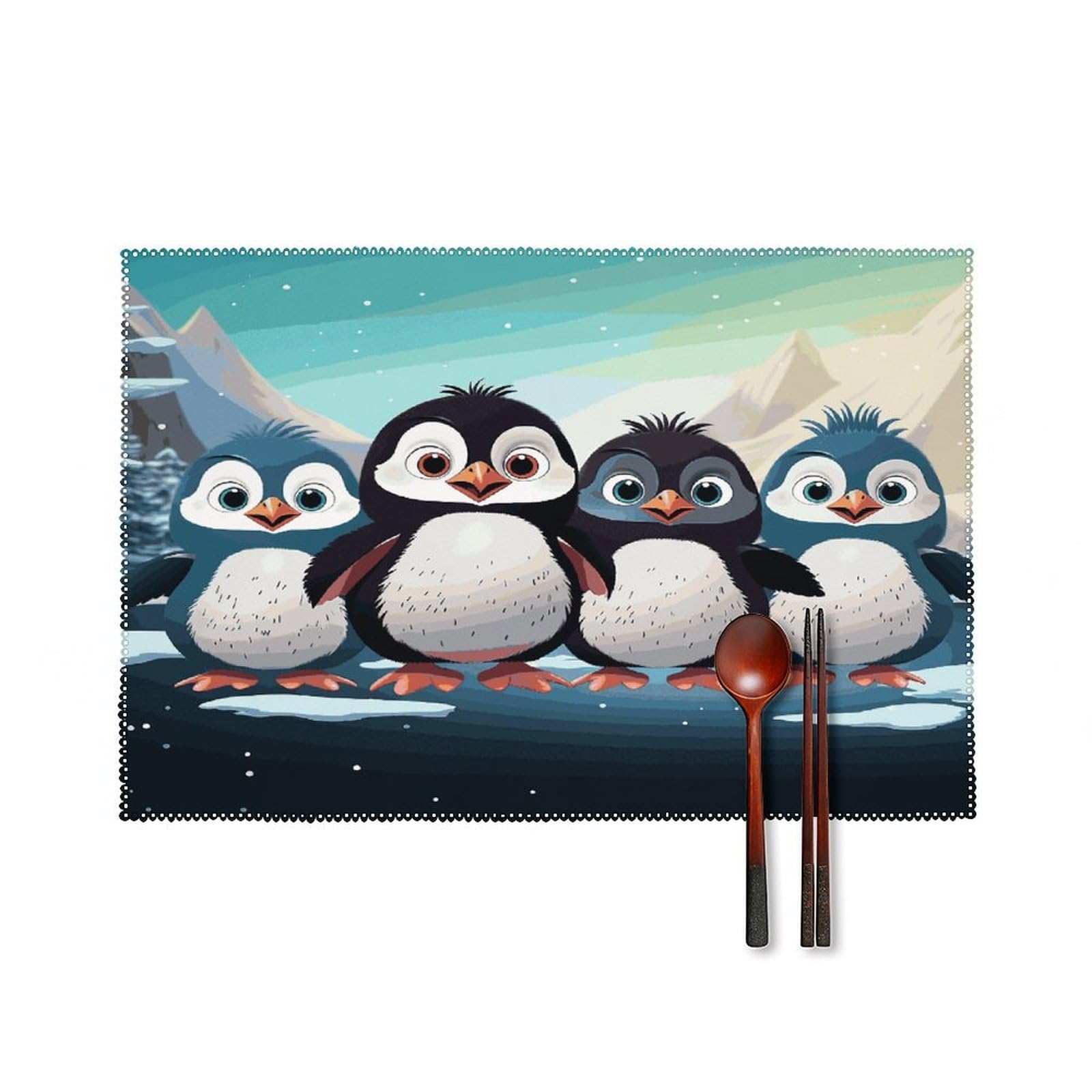 Fodpand Style Five Cute Penguins Placemats Set Of 4 Place Mats Table Mats