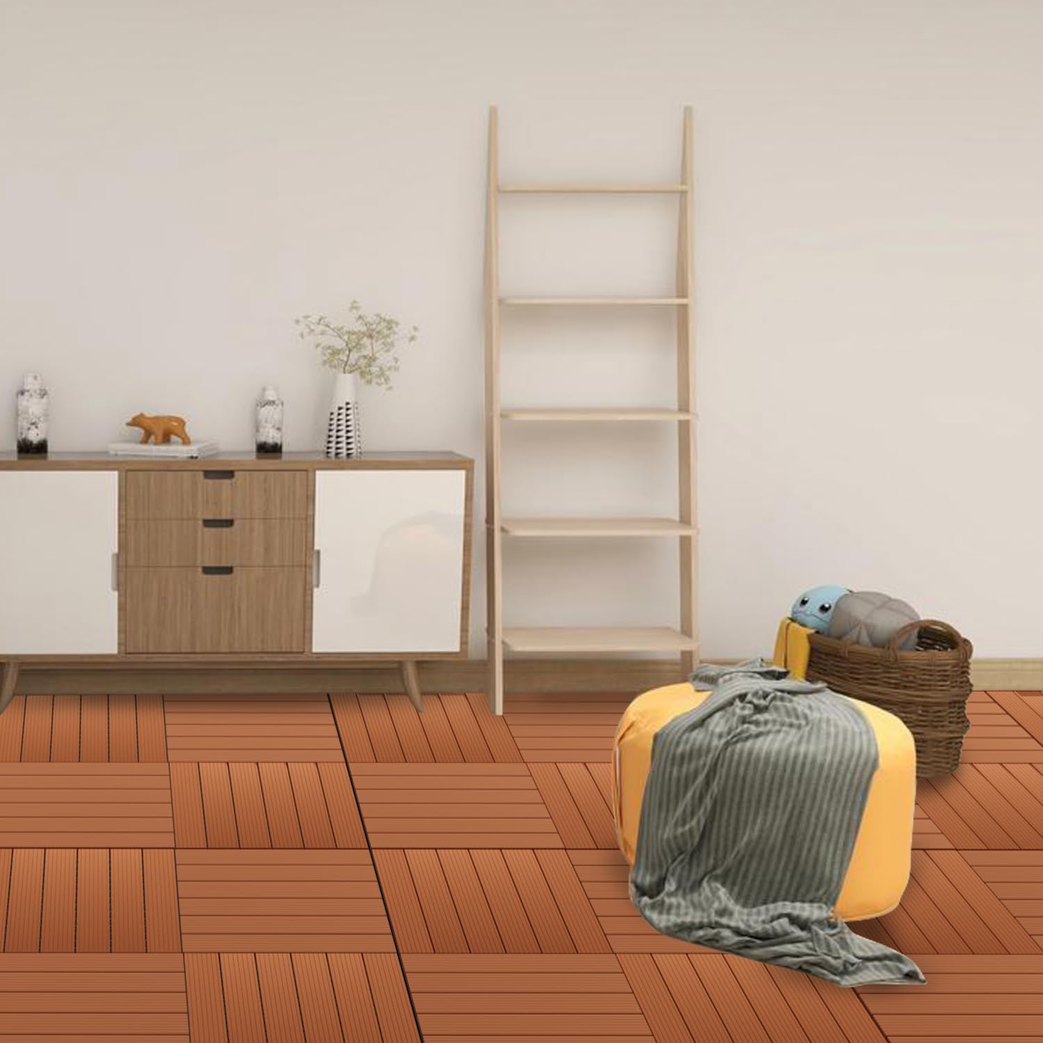 Terrassen-Fliese 30x30x2 cm WPC Kunststoff 55er Spar Set für 5m², Holzfliesen Wetterfest Schwimmbad Badezimmer Terrasse Garten Balkonbodenbeläge, Braun