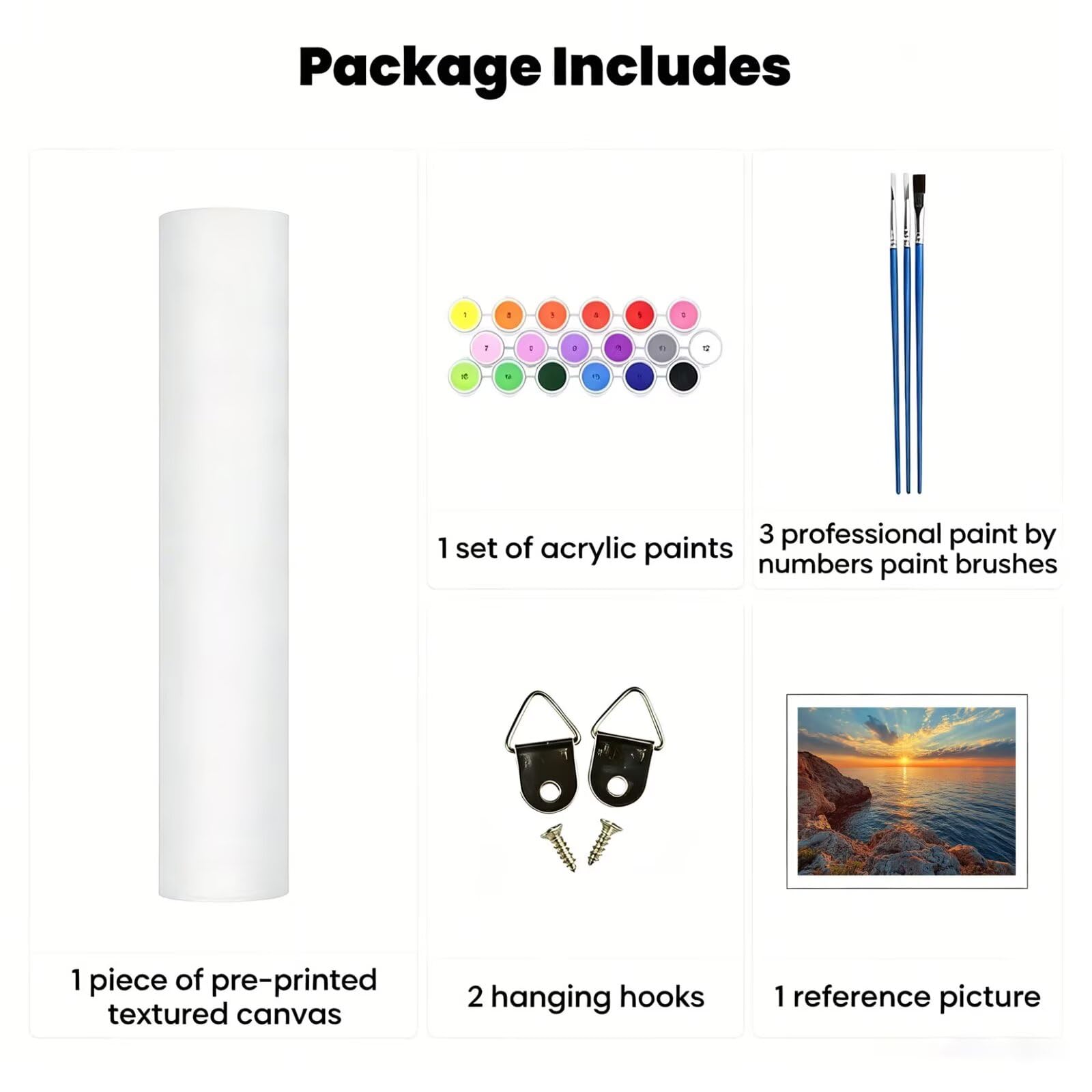 Dipingere con i Numeri Adulti mare Disegni da Colorare per Adulti tramonto Kit Pittura Bambini, Kit di Pittura Acrilica Fai-da-Te per Principianti, Decorazioni Parete, Idee Regalo, 80x100cm, q-188