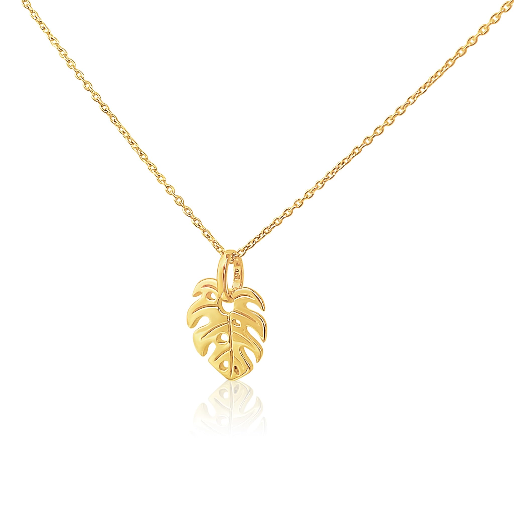 Mary & Jules Halskette Damen Monstera aus recyceltem 925 Sterling Silber - Kette Damen mit Blatt Anhänger, für Frauen & Mädchen, eleganter, alltagstauglicher Schmuck, trendige Geschenkidee