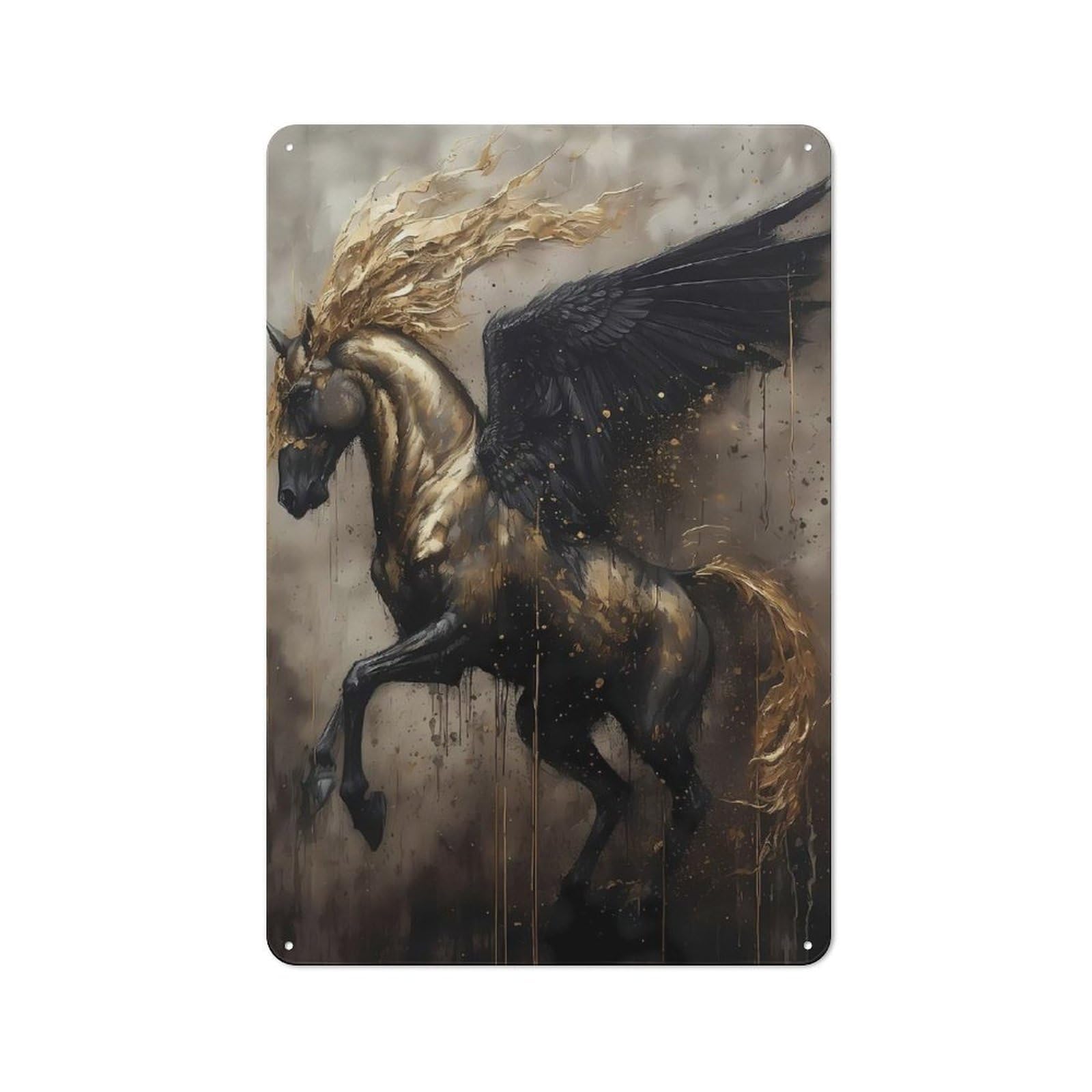 Pegasus Mythological Vintage Metal Wall Decor 30x20cm, Vintage Metal Sign for Cafe, Bistro, Bakery Or Restaurant