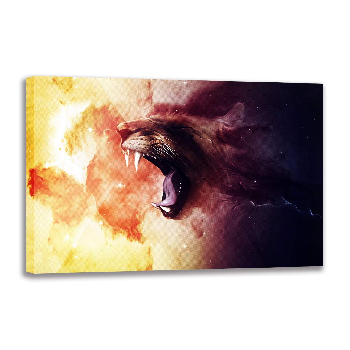 Lion rugissant art abstrait peinture sur toile pour habiller un mur vide avec châssis