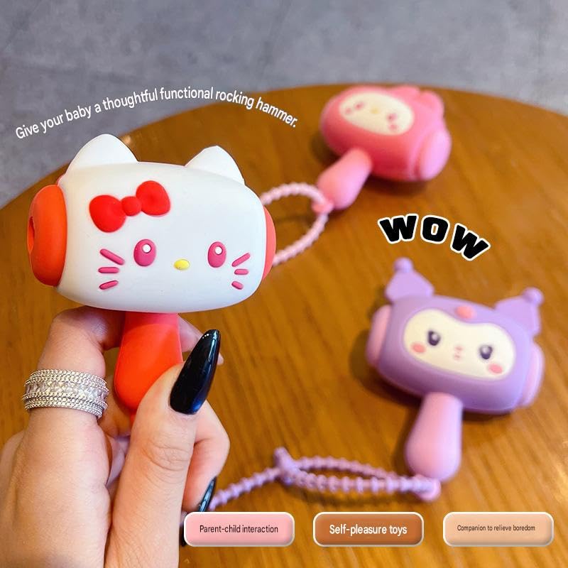 Image of SAJANI Cute Cartoon Hammer Choo Choo Keychain With Sound For Kids, Shake Left Right Musical Beep Hammer Toy, Soft Grip Cartoon Handheld Sensory Keychain For Babies & Toddlers
