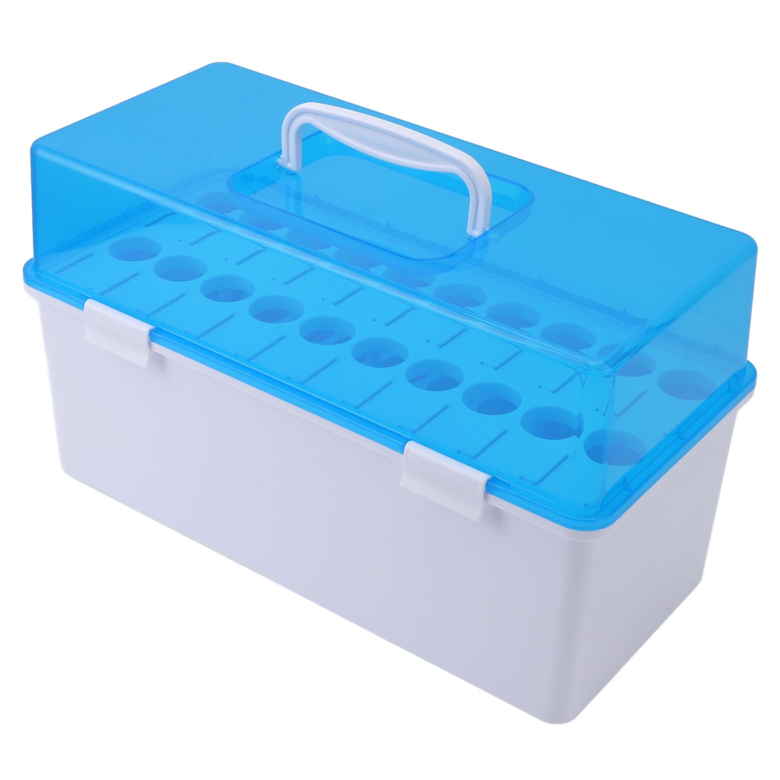 Caja de almacenamiento de tubos de ensayo con asa portátil, tapa a prueba de polvo, capacidad para 20 soportes para tubos de ensayo, para laboratorios de investigación científica,