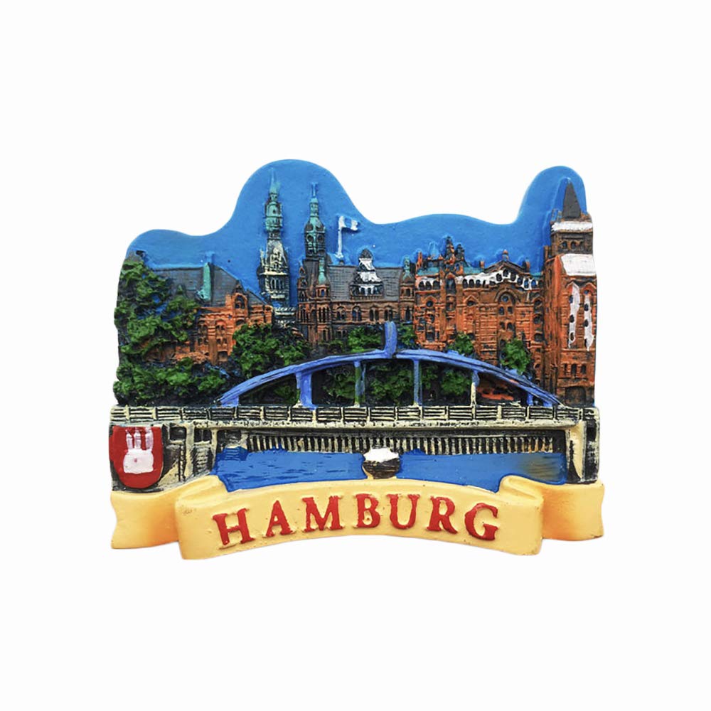 Wedarego Hamburg Germany 3D Refrigerator Magnet Resin Travel Souvenirs,Handmade Home & Kitchen Decoration Hamburg Fridge Magnet Collection Gift