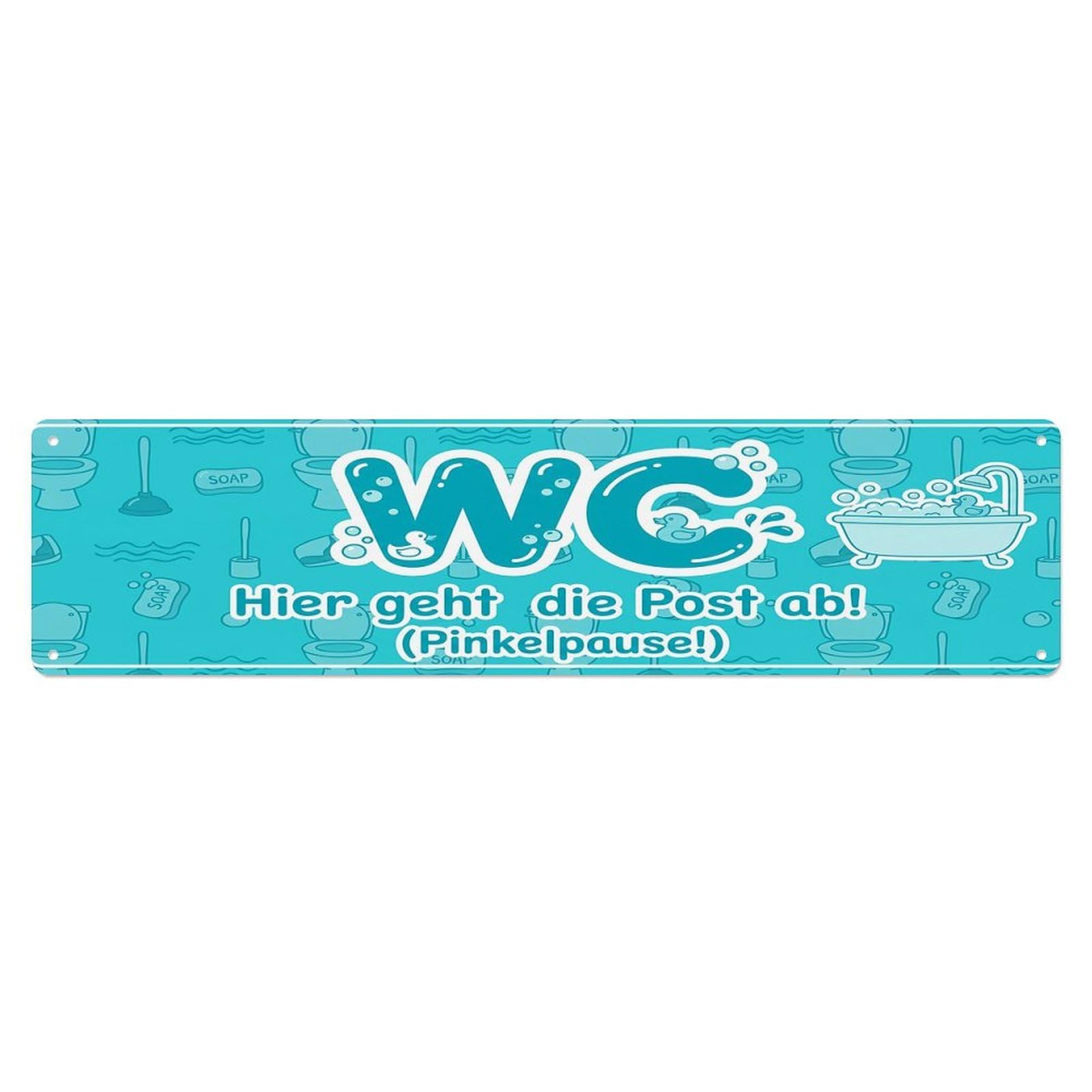 Humorous Playful Cafe Washroom 1 Toilet(WC) Door Metal Tin Sign Plaque Wall Decor for Cafe, Club Bar, Office, Home Garden Metal Poster 4x16Inch