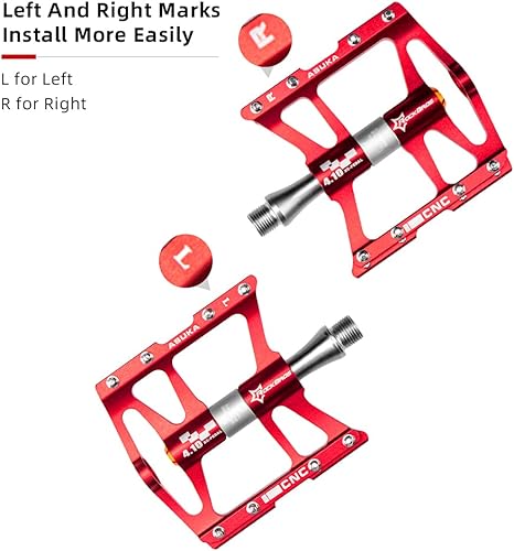 Miniatura 5 de ROCKBROS Pedales de bicicleta de montaña con 4 rodamientos, plataforma, pedales de bicicleta planos de aleación de aluminio de 916 pulgadas