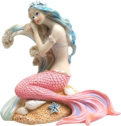 Adornos de decoración de acuario  Decoraciones de pecera de sirena, 6 estilos de escritorio de acuario, decoración temática para mascotas, figuras