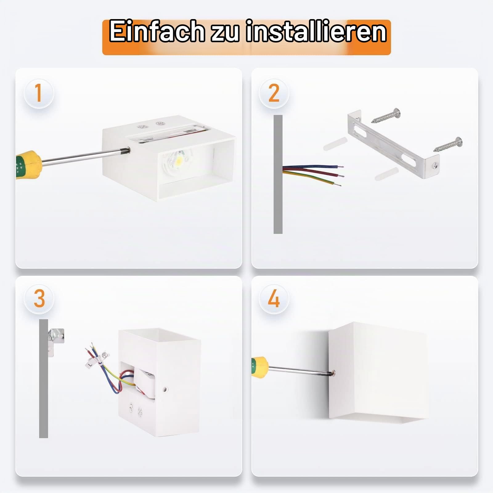 Lureshine Wandleuchte Innen LED Up an Down Wandlampe 10w Weiß | Moderne Aluminium Wandlampen Dekoration Warmweiß 3000K Wandleuchte Innen für Wohnzimmer Schlafzimmer Flur Treppenhau -2Stücke