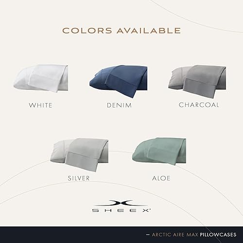 Miniatura 7 de SHEEX Arctic Aire MAX - Juego de 2 fundas de almohada refrescantes con tecnología CoolX, estándar, color blanco