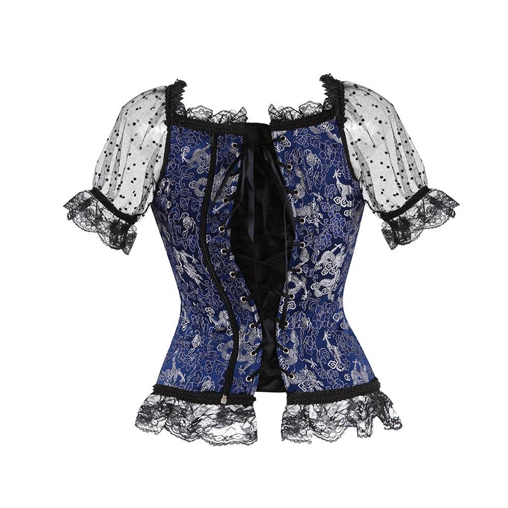 Corsetto Bustino Donna Top A Corsetto Overbust Monospalla Con Maniche Corte In Pizzo Floreale Moda Donna Palazzo