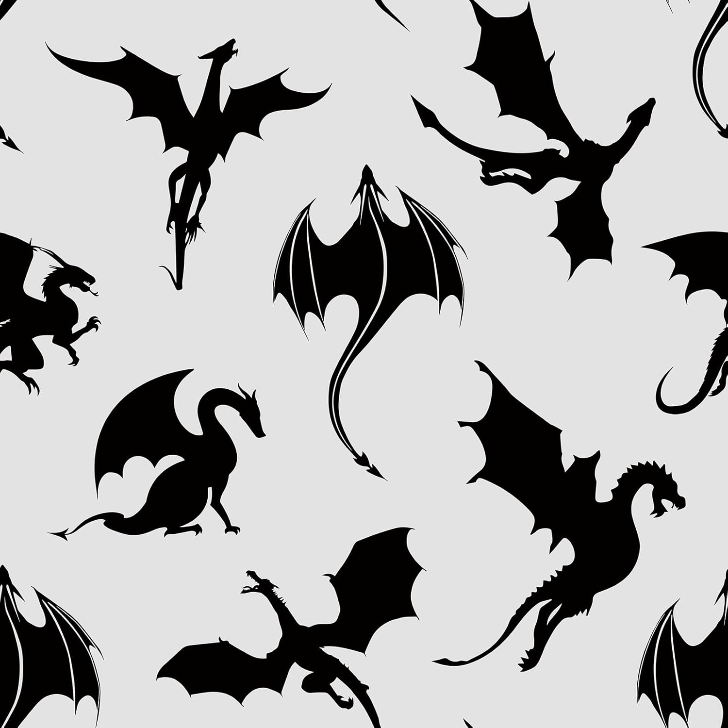 Livelynine 17.5x276 Fun Exotic Animal Wallpaper Peel and Stick Vintage Fantasy Dragon Wallpaper Self Adhesive Renter Friendly Novelty Funny Cool Black and White Contact Paper for Cabinets Classroom