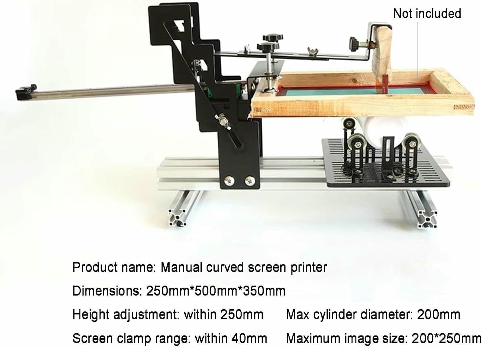 Macchina serigrafica manuale curva per bottiglie, area grafica massima 200 * 250 mm, ideale per stampa personalizzata su varie bottiglie