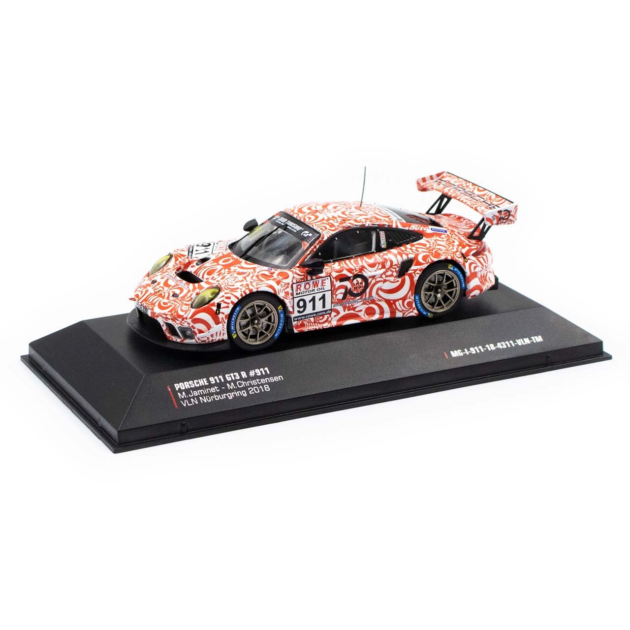 IXO Models Compatibile con Manthey Racing Porsche 911 GT3 R – 2018 VLN Nürburgring #911 effetto mimetico rosso 1:43