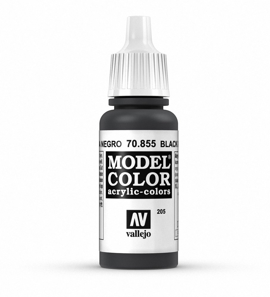 Vallejo Model Color Pintura Acrílica Negro (Black Glaze) Acabado Mate, 17 ml. Autonivelante y Sistema BSL para Modelismo y Figuras