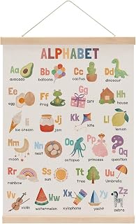 Alphabet Poster Hanger, Alphabet ABC Chart Nursery Decor Wall Decor, Toddler Learning Posters, Educational Posters Wall Art Wall Hanging Banner Farmhouse Living Room Playroom Home Baby Room Decor