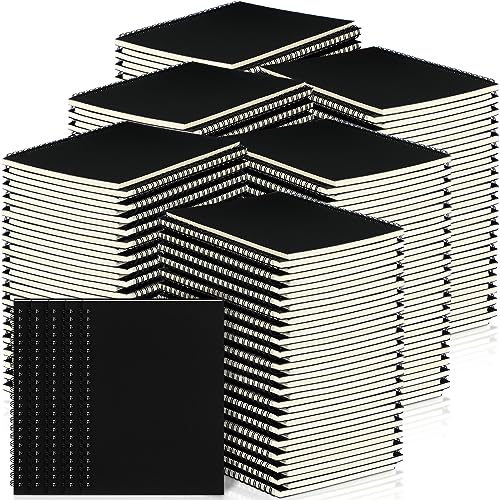 Image of Yahenda 200 Pcs Spiral Notebooks,1 Subject,Wide Ruled, Black | A5 8.3 x 5.5 Inch,100 Pages 50 Sheets Lined Notebooks,Soft Cover Journals for Students,Back to School Supplies