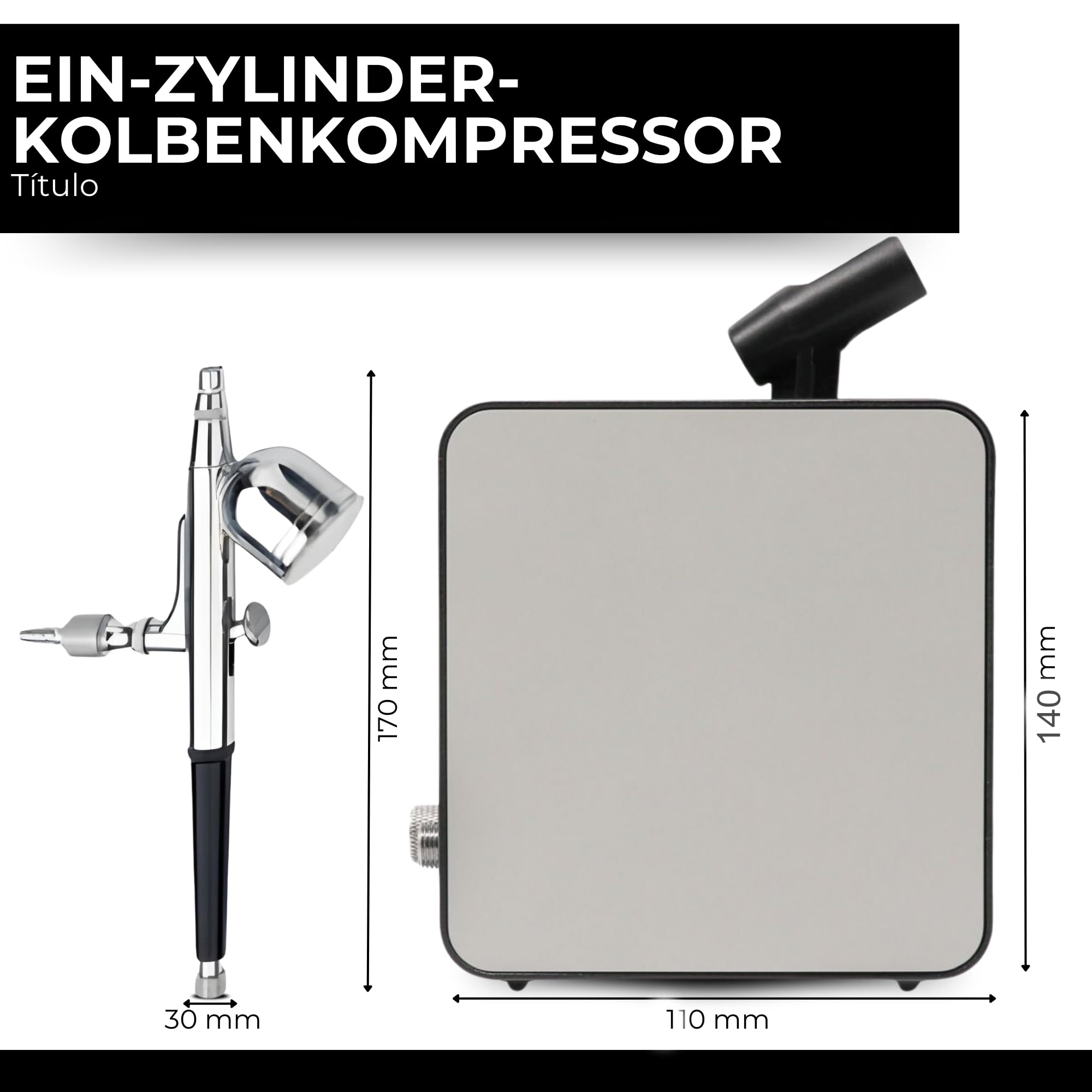Airbrush-Set mit Kompressor AG-102K Profi Double Pistole Kit für Modellbau Tätowierung Torten Tanning