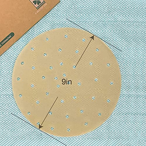 Generic FDGF 100Pcs Air Fryer Parchment Paper For Baking Bamboo Steamer Liners 9 Inch Unbleached Circular Perforated Parchment Paper Non-Stick Steamer Mat thumb #2