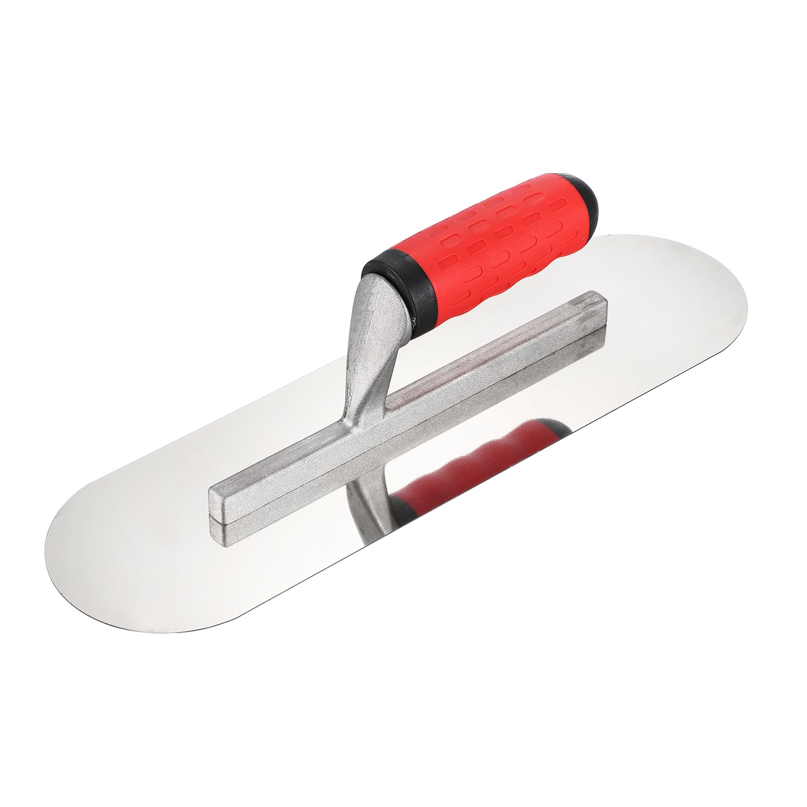 sourcing map Double Round Drywall Trowel 35cm x 10cm, 420 Stainless Steel Concrete Finishing Trowel Art Paint Plastering Hand Tools with TPE Grip, for Concrete Cement, Silver