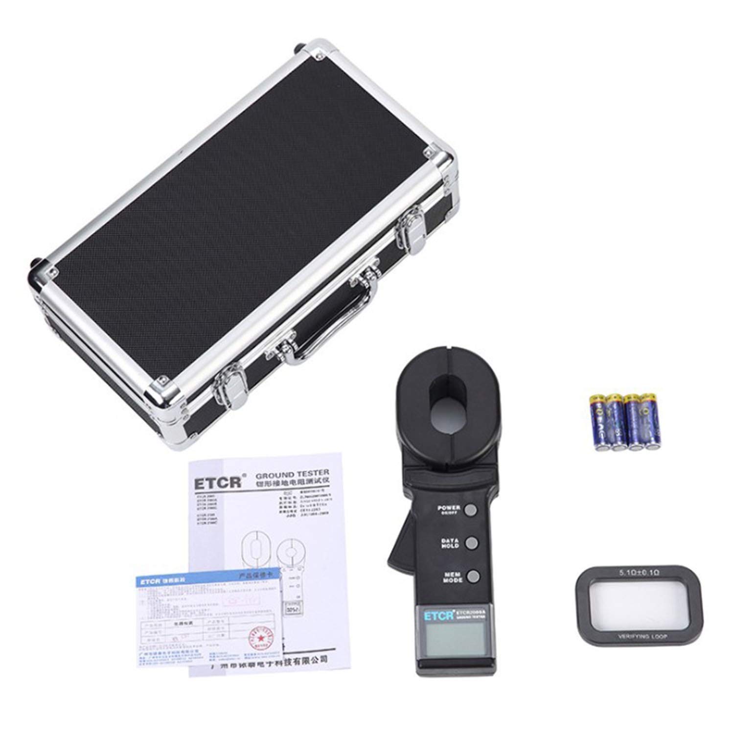 Erdungsprüfer, Erdungsmessgerät for Erdungswiderstand (Digital Clamp Meter) mit Alarmfunktion for Datenspeicherfunktion ， Widerstandsbereich: 0,01~1000Ω ETCR2000,Sicherer und schneller