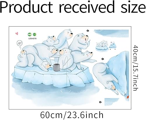 Miniatura 6 de Calcomanías de pared con diseño de oso polar, diseño de animales árticos, bonitos adhesivos de vinilo para guardería, habitación de niños, escuela,