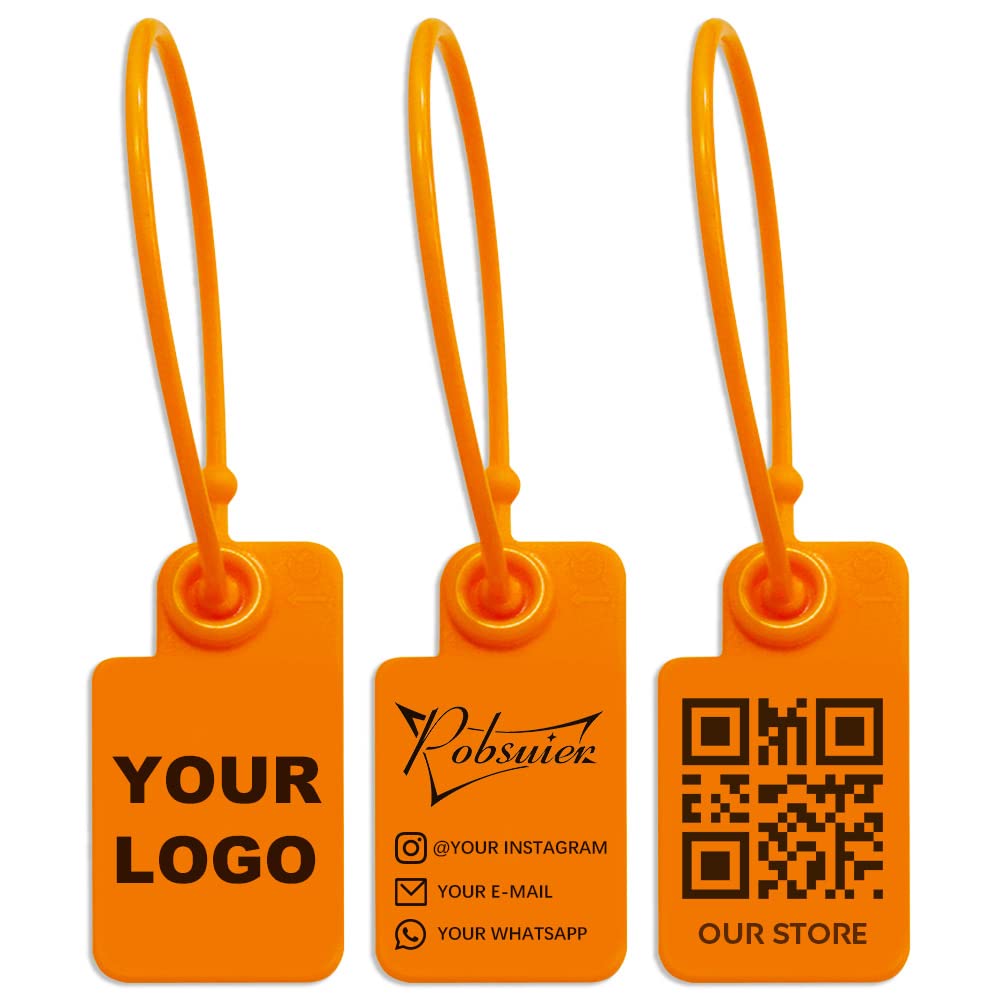 Pobsuier 100Pcs Custom Product Tag Plastic Disposable Personalized Logo Shoes Clothes Key Price Label Marker 160mm/6.3"