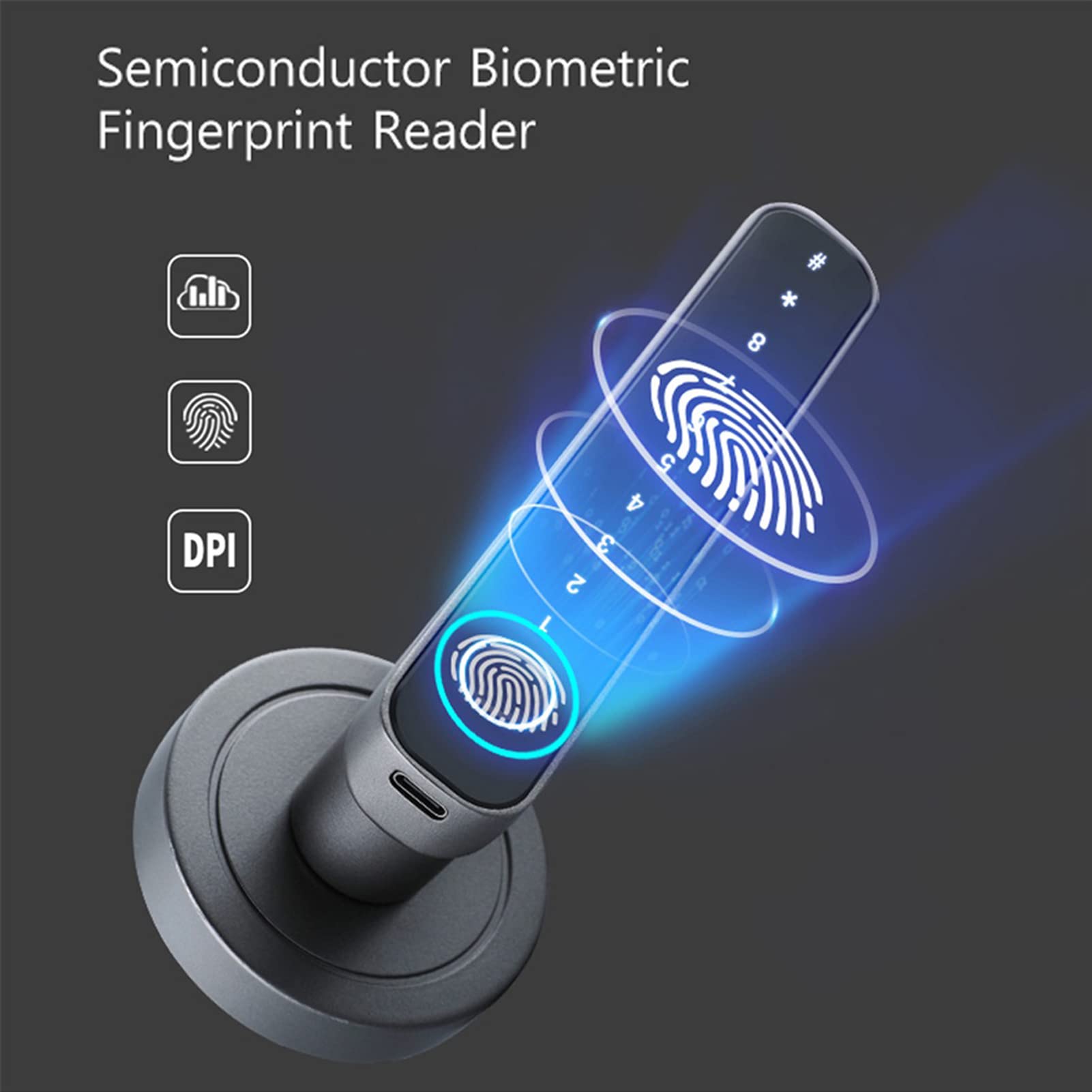 Serrure de porte intelligente à empreinte digitale, Serrure de porte d'entrée biométrique sans clé à empreinte digitale, 4 façons déverrouillées Tuya BT Connexion APP Mot de passe