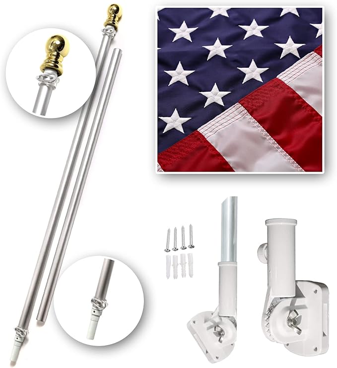 Flag Pole Kit American Flag with Pole for House 6 FT, American Flags for Outside