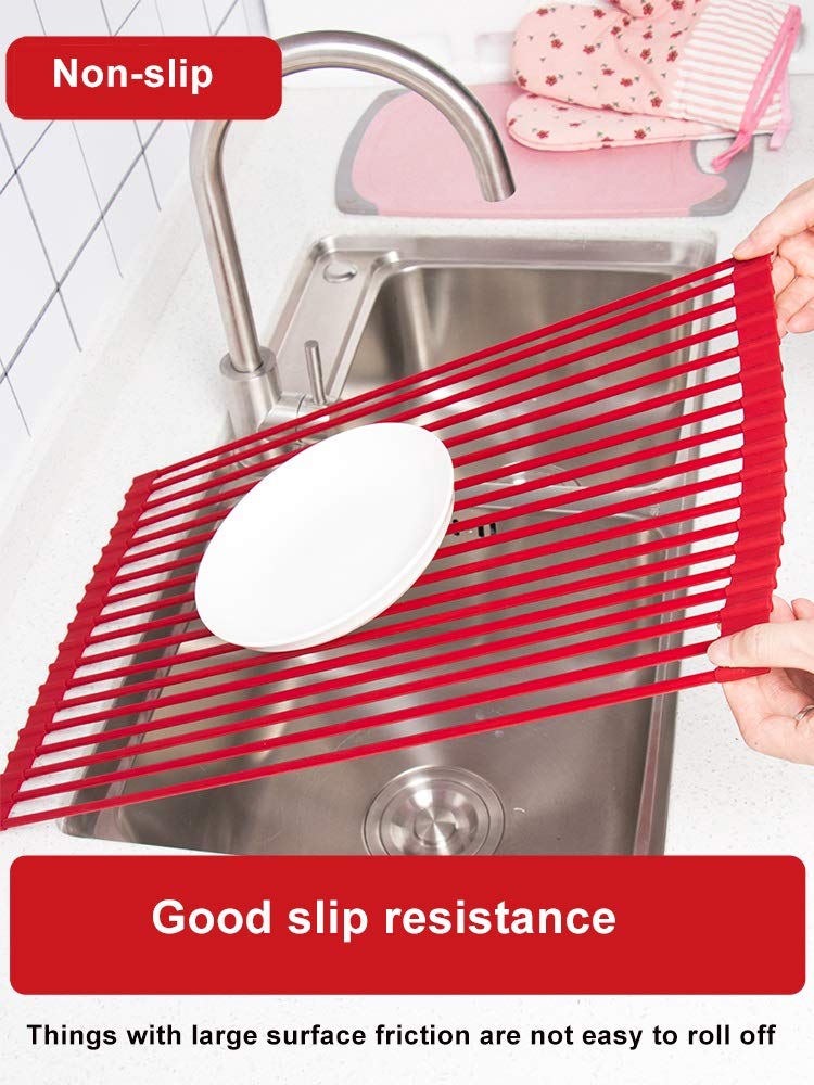 Égouttoir à vaisselle enroulable en acier inoxydable pour un séchage facile et un gain de place