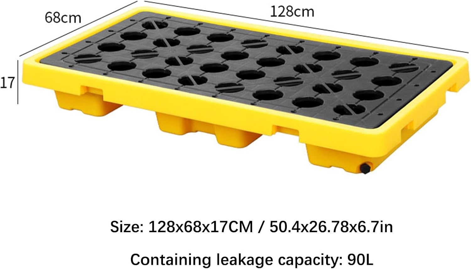 Spill-Proof Tray Oil Tank Spill Tray,Spill Platform,Spill Containment Platform,Yellow And Black Polyethylene Pallet,Warehouses Factory Garage Stackable Oil Drums Leak-Pro,67x67x15CM/26.38x26.38x5.91i