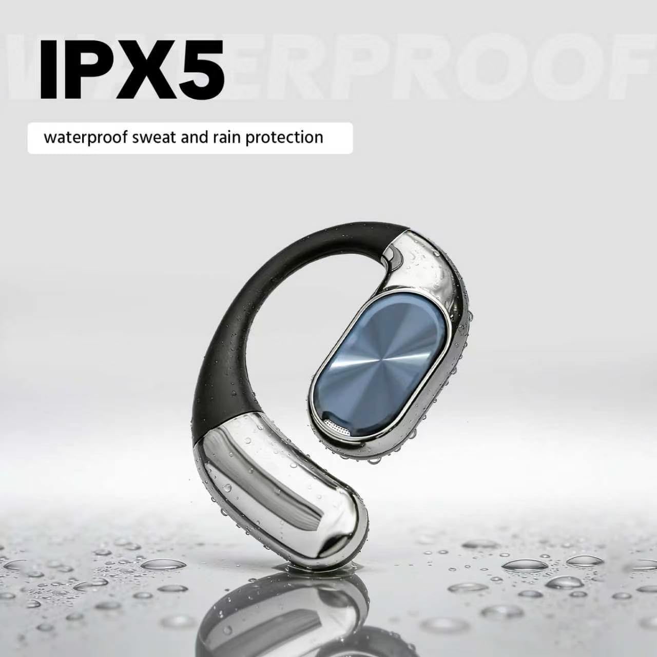 Open Ear Earbuds-Open Ear Headphones,Bluetooth 6.0 Wireless Earbuds with Swivel Design, Secure Comfort Fit & Powerful Sound, 60H Playtime, IPX5 Waterproof, for Cycling, Running, Workout（Black）