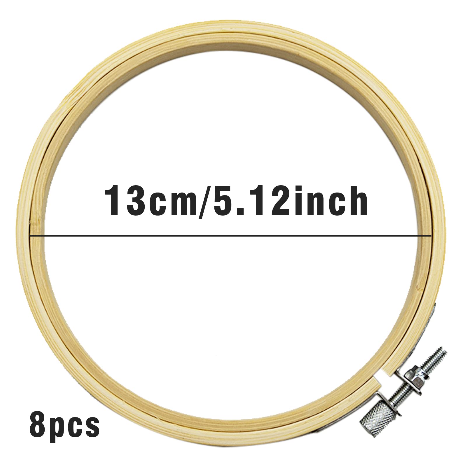 16 Cerchi Per Ricamo In Bamb&ugrave; 13cm - Con 16 Aghi - Set Per Punto Croce E Cucito - Fai Da Te Artigianale