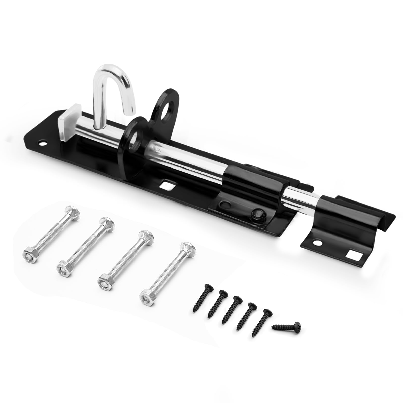Winsome Black Silver Galvanised Brenton Bolt Sliding Door Lockable Padbolt – 6" (152Mm) Heavy Duty Zinc Plate Lock Pad Garden Shed Gate Latch Patio Door Security Gate Bolt Bedroom | Black