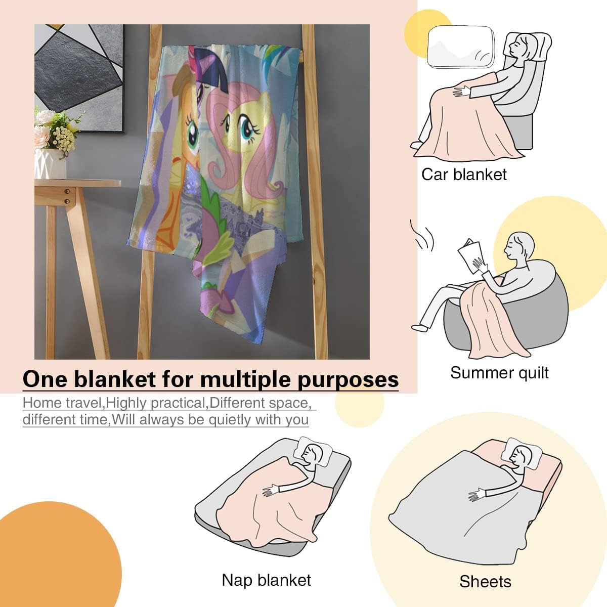 Amazon｜マイリトルポニー ブランケット blanket フランネル ふんわり