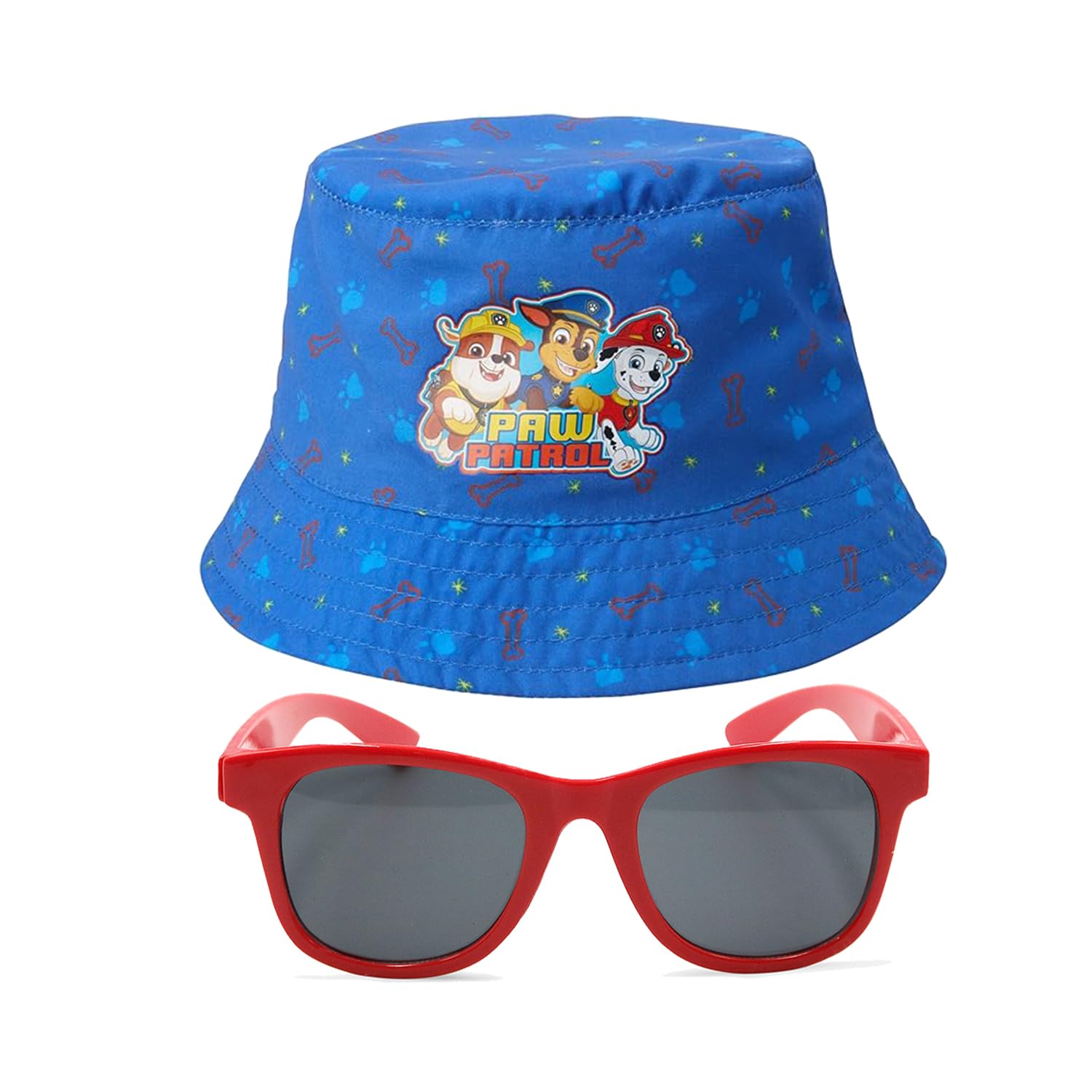 Nickelodeon Paw Patrol Fischerhut für Jungen, wendbar, Chase, Marshall und Rubble (Alter 2-7), mit Sonnenbrille