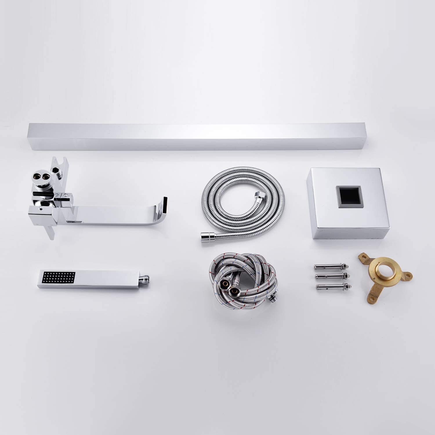 Wolnostojąca bateria wannowa, bateria do wanny montowana na podłodze, mosiężna, jednouchwytowa, z prysznicem ręcznym, kwadratowa, wysokoprzepływowa bateria wannowo-pryszn,Chrome