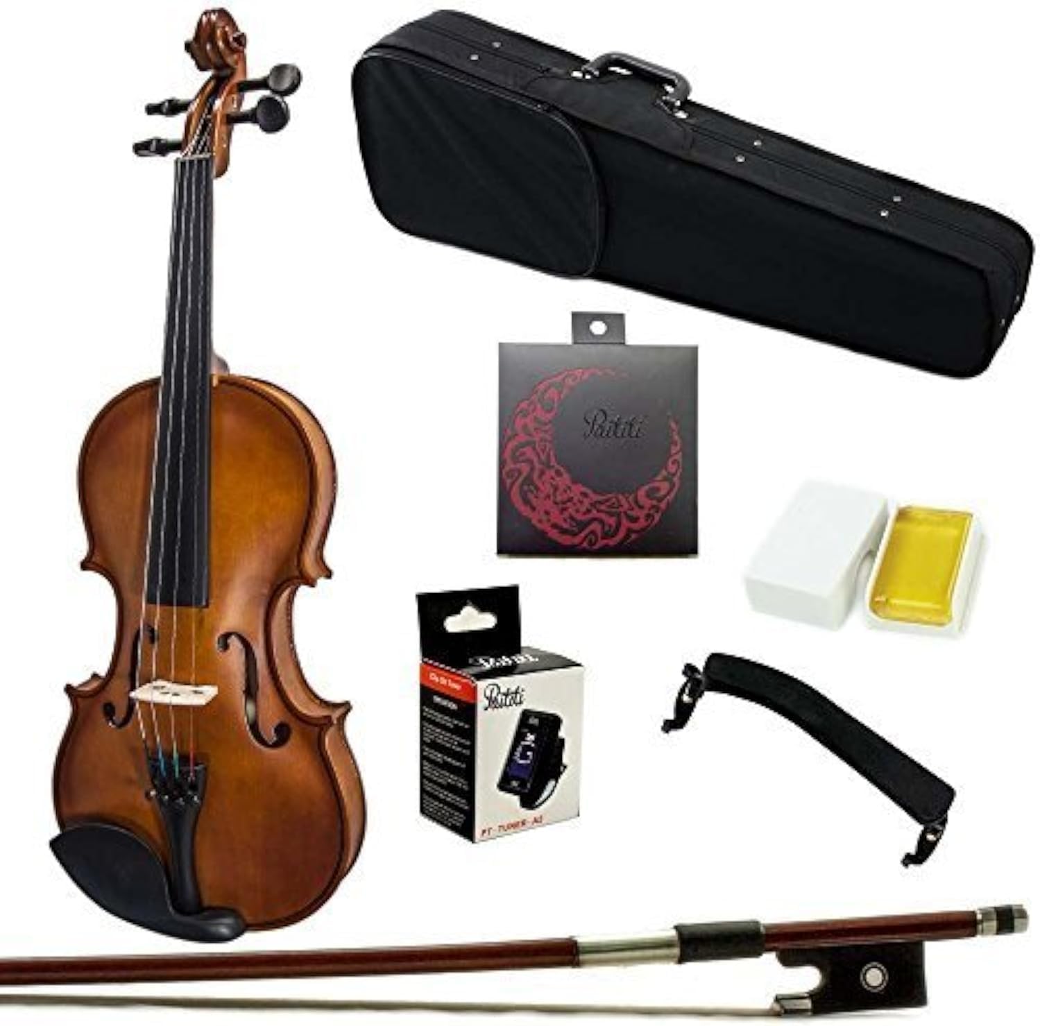 Paititi 1/4 Size Artist-100 Student Violin Starter Kit with Brazilwood Bow Lightweight Case, Shoulder Rest, Extra Strings and Rosin Pearl 1/4 size