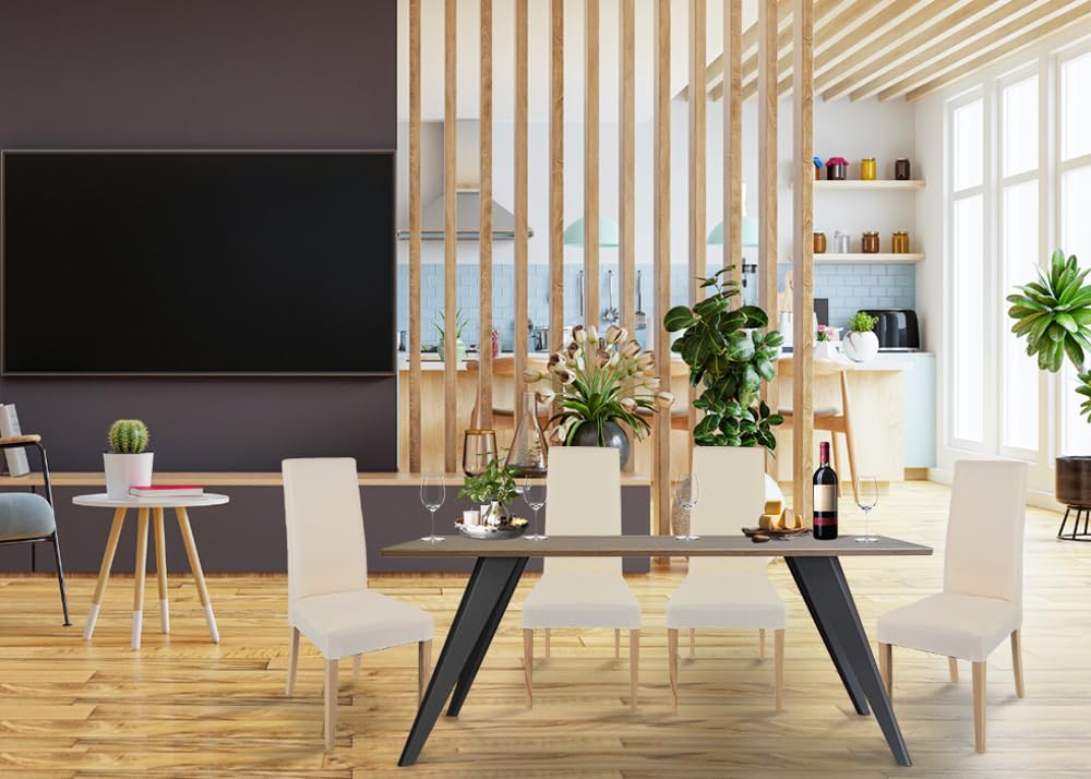 t m c s Tommychairs - Set 4 sillas Chiara para Cocina, Comedor, Bar y Restaurante, solida Estructura en Madera de Haya Color Natural y Asiento tapizado en Tejido Color Marfil