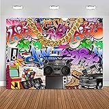 Mocsicka 90’S Backdrop Hip Hop Graffiti Brick Wall Theme House Party Decoration Background Vinyl...