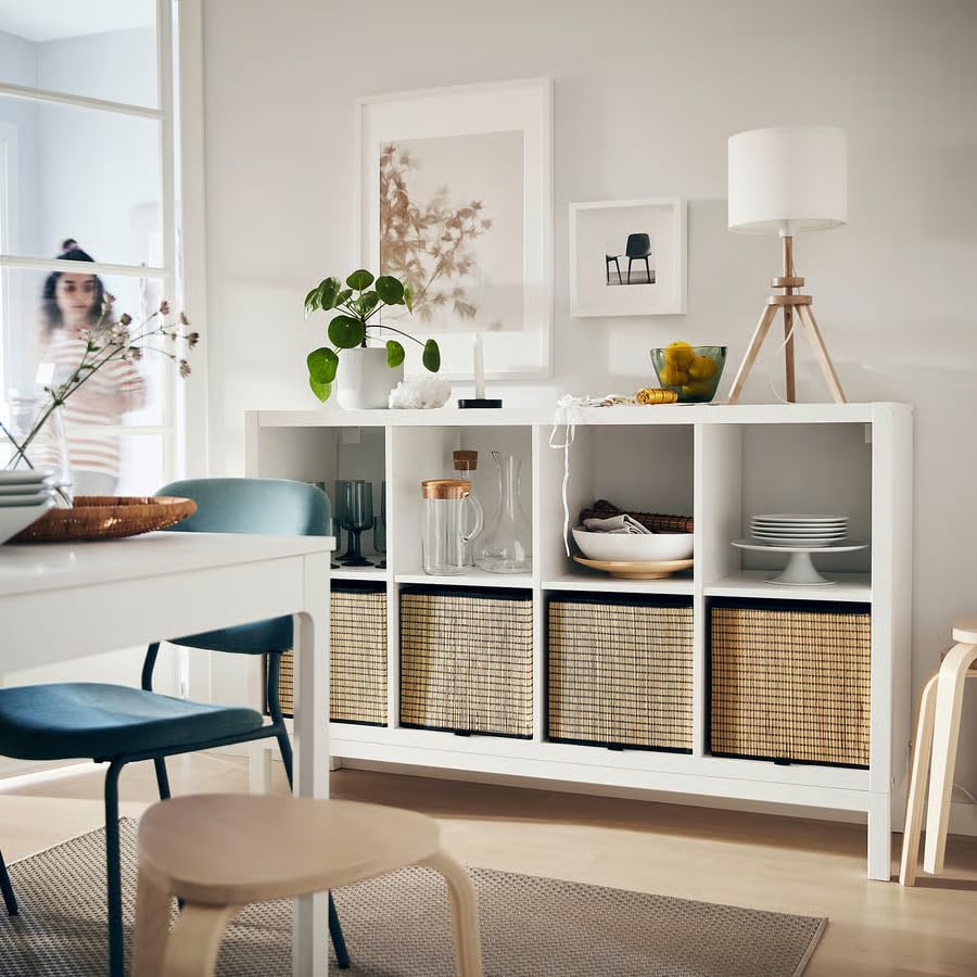 ZRIZAURA KALLAX 8-Cube Storage Shelving Unit with Underframe 147×94 cm – Modern Reversible Cube for Living Room, Office, or Bedroom (White/White)