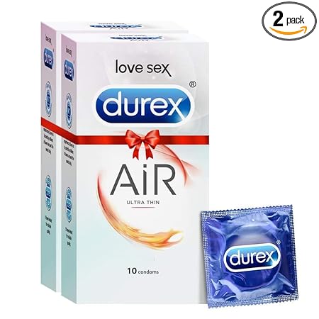 Durex Air Condoms for Men - 10 Count (Pack of 2) |Suitable for use with lubes & toys