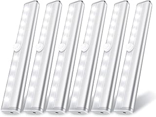 6 Pack LED Motion Sensor Lights, 10 LED Closet Battery Operated Lights, Stick-On Anywhere Magnetic Night Light Bar, Led Sa...