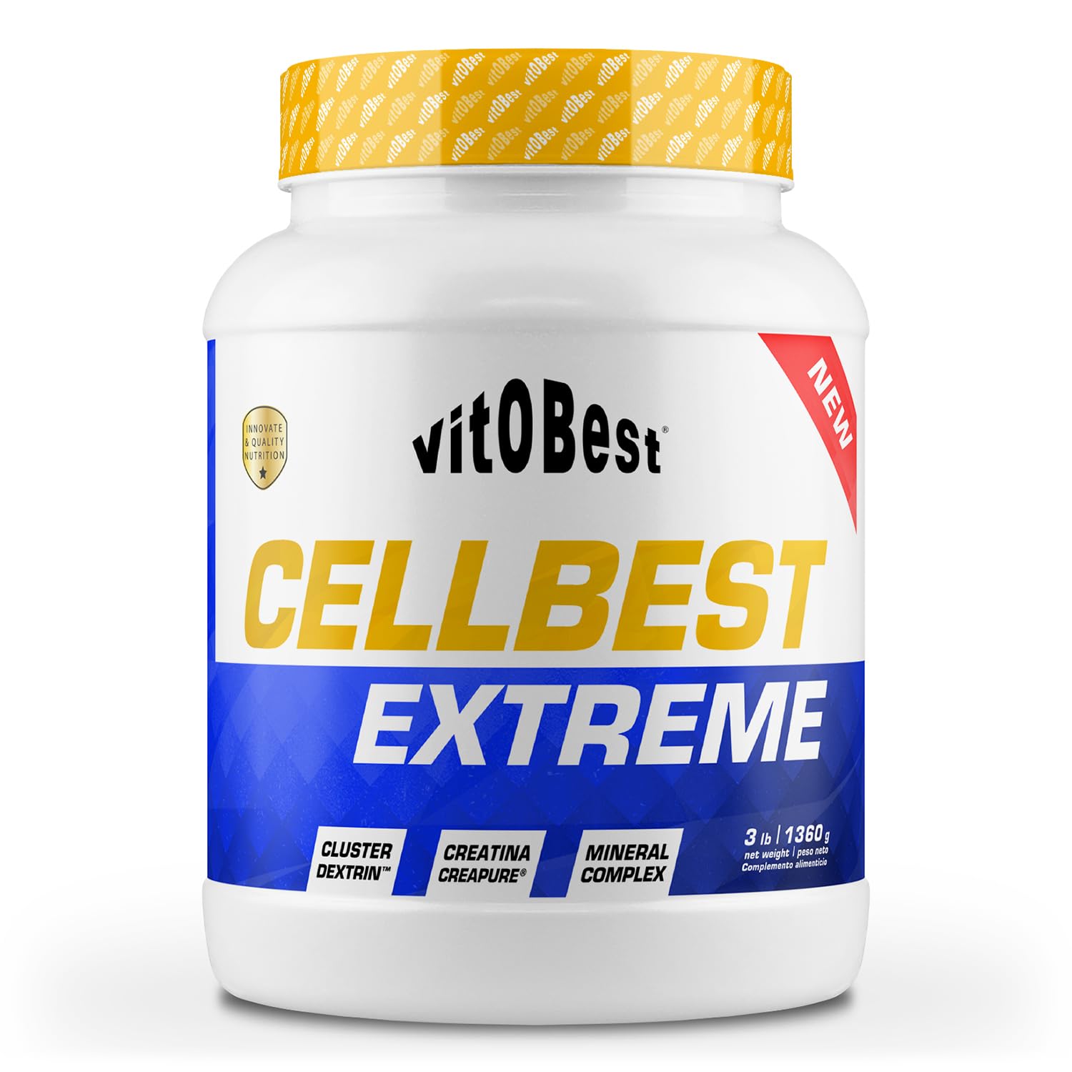 VITOBEST | Creatina Cellbest Extreme | Ideal en series de ejercicios breves de alta intensidad | Contribuye a mejorar la asimilación de la creatina en el músculo | Sabor Limón - 1,3 kg